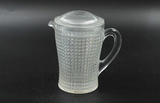 Vintage Milchkännchen Kännchen aus Pressglas mit Kunststoff Deckel H 11,5 cm