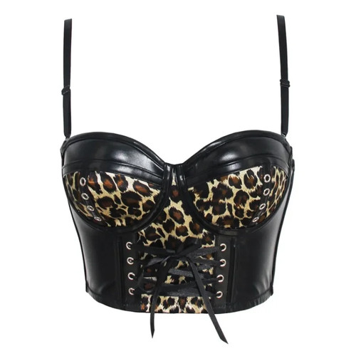 Leder korsett top crop - korsett,
