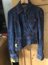 Jeans Jacke gr.34 blau asymetrisch Stickerei exclusiv