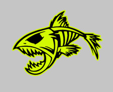 Aufkleber Fisch Fish Neon Gelb Car Auto Sticker Tuning  Decal Sport Skull klein