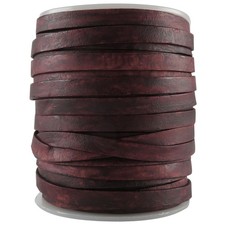 Lederband flach 6 mm x 1,5 mm . Farben: Antik Braun  - echtes Leder zum Basteln