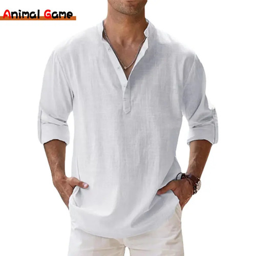 Herren leinen baumwolle hemd - herren,