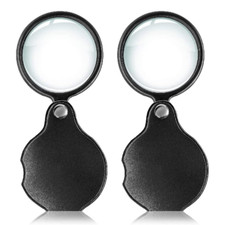 Mini Faltbare Taschenlupe 2er Set mit Lederhülle - Ideal zum Lesen und Hobbys