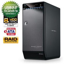 B-WARE - QB-X8US3R 8fach Festplattengehäuse mit eSATA, USB 3.2 Gen 1 & RAID