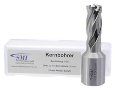 SMI HSS Kernbohrer 19 mm Weldon Schnitttiefe 30 mm,  Ø 12 - 40 mm wählbar