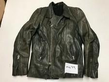Vintage Motorrad Lederjacke In Grün/Grau Armpit Zu Armpit 20" (mc79)