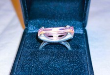 Silberring 925er Silber Ring mit rosa Stein Gr. 57