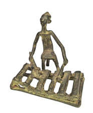 Kunst Gelbguss Akan Ashanti Afrika Bronze Figur Bronzefigur Balafon
