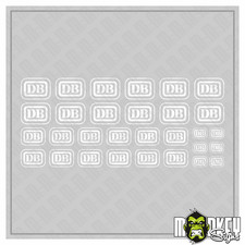 30-teiliges Aufkleber Set Spur G Gartenbahn Bundesbahn Beschriftung weiss DB