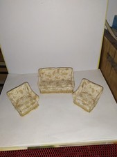 2 x Alter Sessel+Sofa um 1980 Lundby-Lisa-Puppenhaus-Puppenstube-1:18