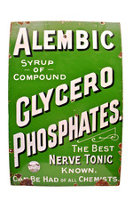 Vintage Porzellan Alembic Glycero Phosphates Emaille Schild 68.6x45.7cm London