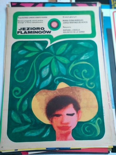 Plakat jezioro flamingòw 1962 - plakat,