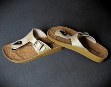  Sandalen Gr. 37 Zehentrenner _ Gold Glitzer Damenschuhe _ Sandaletten Schuhe #