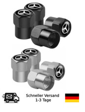 4x Ventilkappen Reifen im Mercedes Stil – Aluminium – Schwarz/Silber