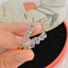 Echter Turmalin Reihering Herz Silberne Offen Ringe Edelstein Ring Heilstein 54