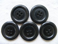 ca 3,4 cm Knopf 5 Stück Set Sammlung Knöpfe Mantel Jacke groß schwarz alt
