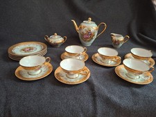 Tee Kaffee Service Porzellanmalerei DW Karlsbad 19 teilig Fragonard Motive Gold