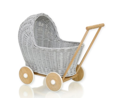 Puppenwagen aus korbgeflecht - puppenwagen,