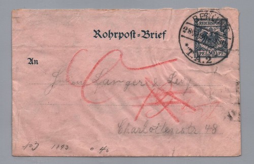 Deutsches reich rohrpost brief - deutsches,
