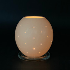 Straußenei Teelicht "Sterne überall" mit Untersetzer Windlicht Set Kerzenhalter