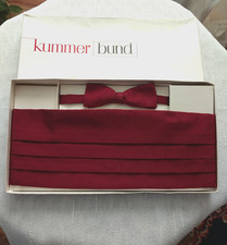 Kummerbund mit Schleife/Fliege, rot, Seide, gebraucht, Gr. 56