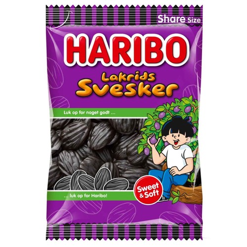 Haribo lakrids svesker - lakrids, 375g