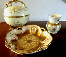  * Porzellan- SET O.Schlegelmilch * =4Einheiten. : Deckel-DOSE / SCHALE+VÄSCHEN