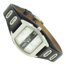 Fossil Damen Armbanduhr Leder Edelstahl schwarz JR-9466 3ATM Batterie neu S117