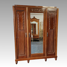 Antiker Jugendstil Kleiderschrank Rosen Schnitzereien Spiegel um 1910