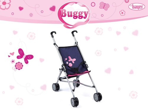 Puppenbuggy blau pink