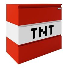 Kommode MINECRAFT Sideboard mit LED-Beleuchtung 3 Schubladen Rot Weiß 80 x 77 cm