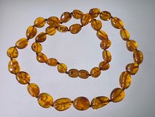 Bernstein Kette aus Natur Bernstein Geschliffen mit Einschluessen