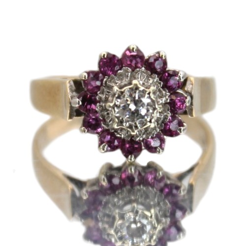 Gold rubin diamant - rubin, ring