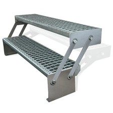 Premium Treppe 2 Stufen Verzinkt Verstellbare Höhe 30-43cm (Breite 600-1400mm)