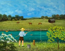 Naive Malerei Frankreich, Jeanne Marie Vidal,  Ölgemälde