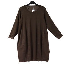 KEKOO Vintage Ballon Kleid Tunika-Kleid 48-50 Baumwollmix trendige Details braun