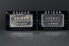 2x 50 g Silberbarren GEIGER Edelmetalle Silber 999 Hardcase 100 g Feinsilber #G
