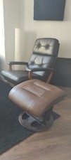 Leather Swivel Recliner Chair & Footstool from Lübke, 1960s, Set of 2