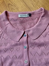 Strickjacke Kurzarm rosa Banned Gr. L - XL Ajour Vintage 