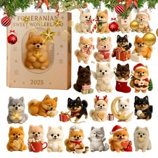 2025 Pomeranian Christmas Adventskalender Hundeliebhaber 2D Acryl Dekor Ornament