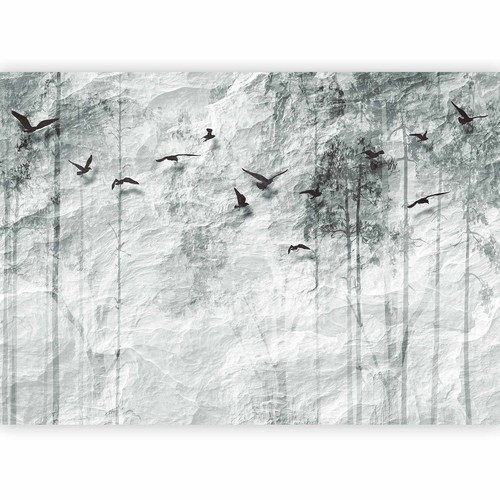 Holzoptik wald vogel beige - holzoptik,