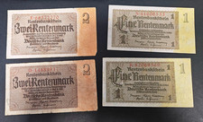 4 Banknoten Deutsches Reich 2x