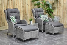 Jacksonville Relax Lounge Set, mit Beistelltisch und 2 Hocker, naturgrau meliert