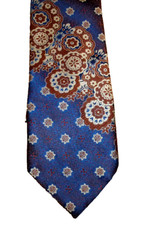 Edle, hochwertige Krawatte blau-braun gemustert - neuwertig