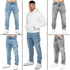 Enzo Herren Straight Leg Jeans Regular Fit Carpenter Freizeit Denim Hose Pants