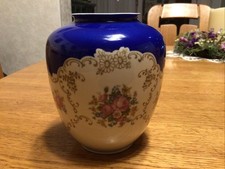 Vase, blauer Fond, Blumen 