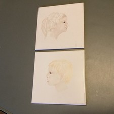 Fliesenbilder Junge und Mädchen Porträt Weiß Ton Fliesen Kinder Bilder Vintage