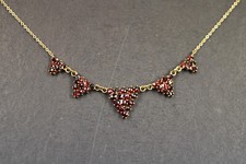 antikes Granatcollier vergoldet, Art Deco Kastenschloß um 1930 gefertigt