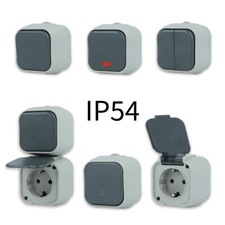 Feuchtraum Aufputz Steckdosen Schalter Kombination Doppelsteckdose AP IP54 LINA