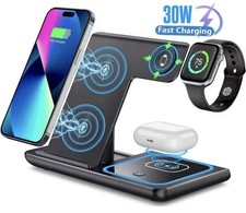 30W 3-in-1 Kabelloses Ladegerät mit LED- Faltbar & Schnelles Laden 🔋⚡️